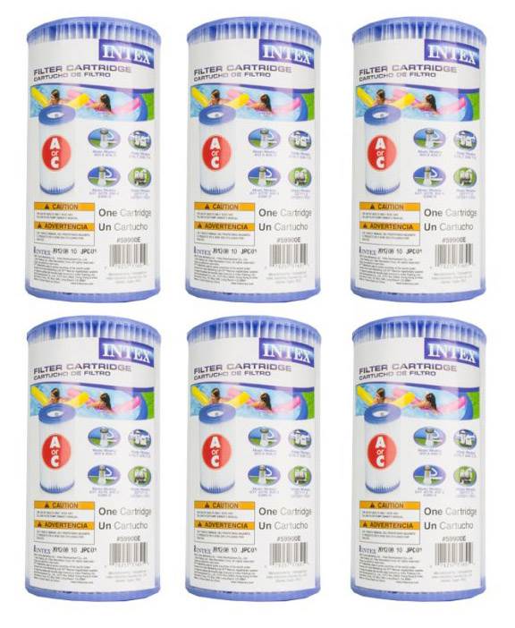 Intex 530 GPH Swimming Pool Filter Pump and 6 Type A Replacement Cartridges  - VMInnovations