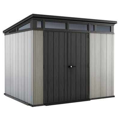 Keter Artisan 9x7 Foot Large Outdoor Shed w/ Floor w/ Modern Design, Grey (Used)