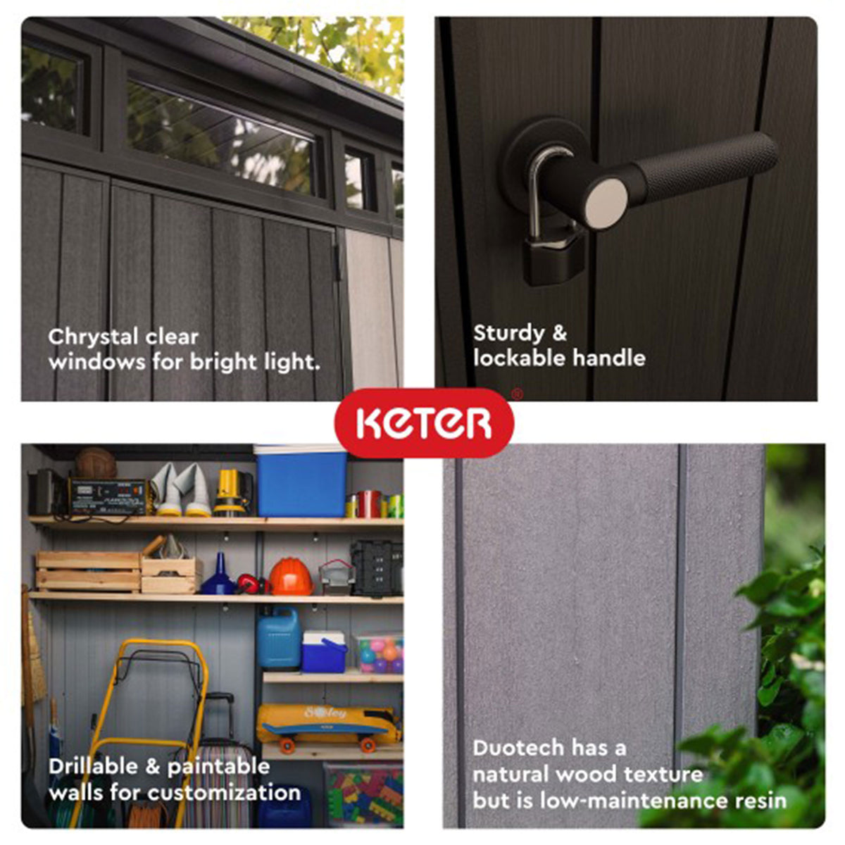 Keter Artisan 9x7 Foot Outdoor Shed w/Floor, Modern Design, Grey (Open Box)