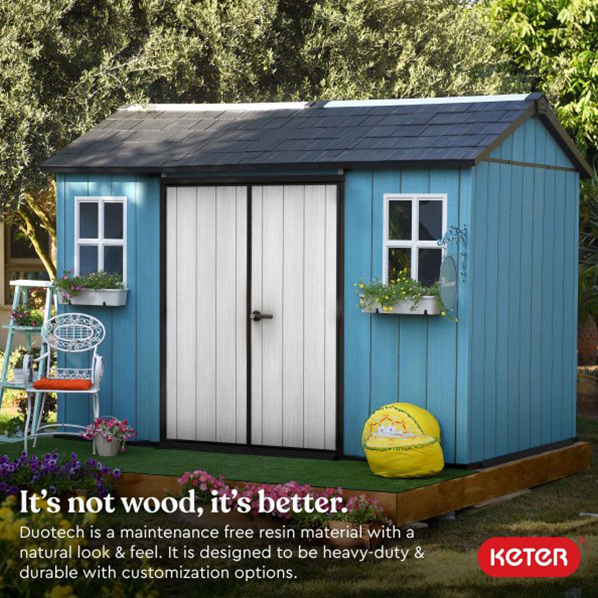 Keter Oakland 11' x 7.5' Outdoor Shed for Garden Accessories, Gray (For Parts) - VMInnovations
