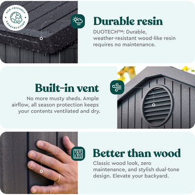 Keter Oakland 11' x 7.5' Outdoor Shed for Garden Accessories, Gray (For Parts)
