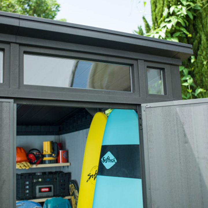 Keter Artisan 7x7 Ft Outdoor Shed for Garden Accessories & Tools,Gray(For Parts) - VMInnovations