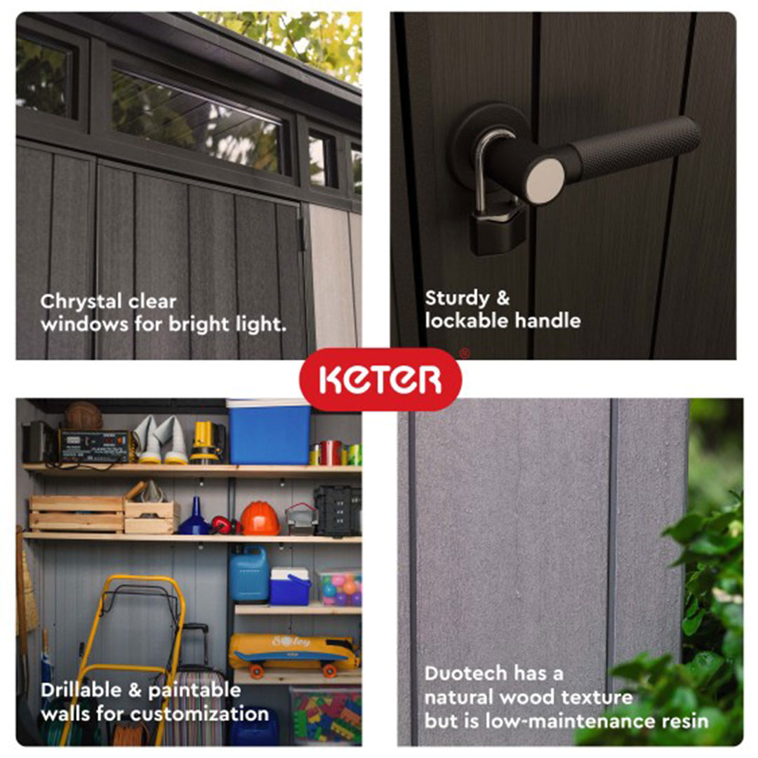 Keter Artisan 7x7 Ft Outdoor Shed for Garden Accessories & Tools,Gray(For Parts) - VMInnovations