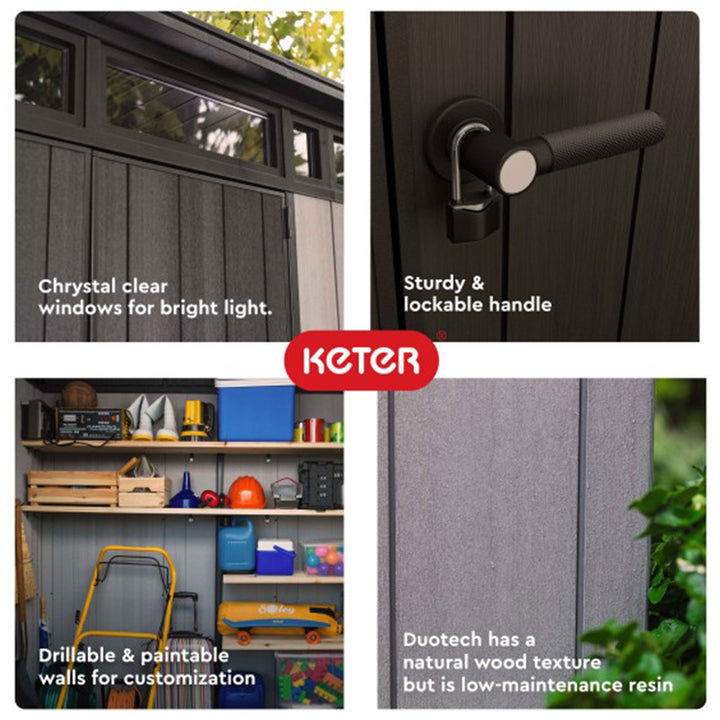 Keter Artisan 7x7 Ft Outdoor Shed for Garden Accessories & Tools,Gray(For Parts) - VMInnovations