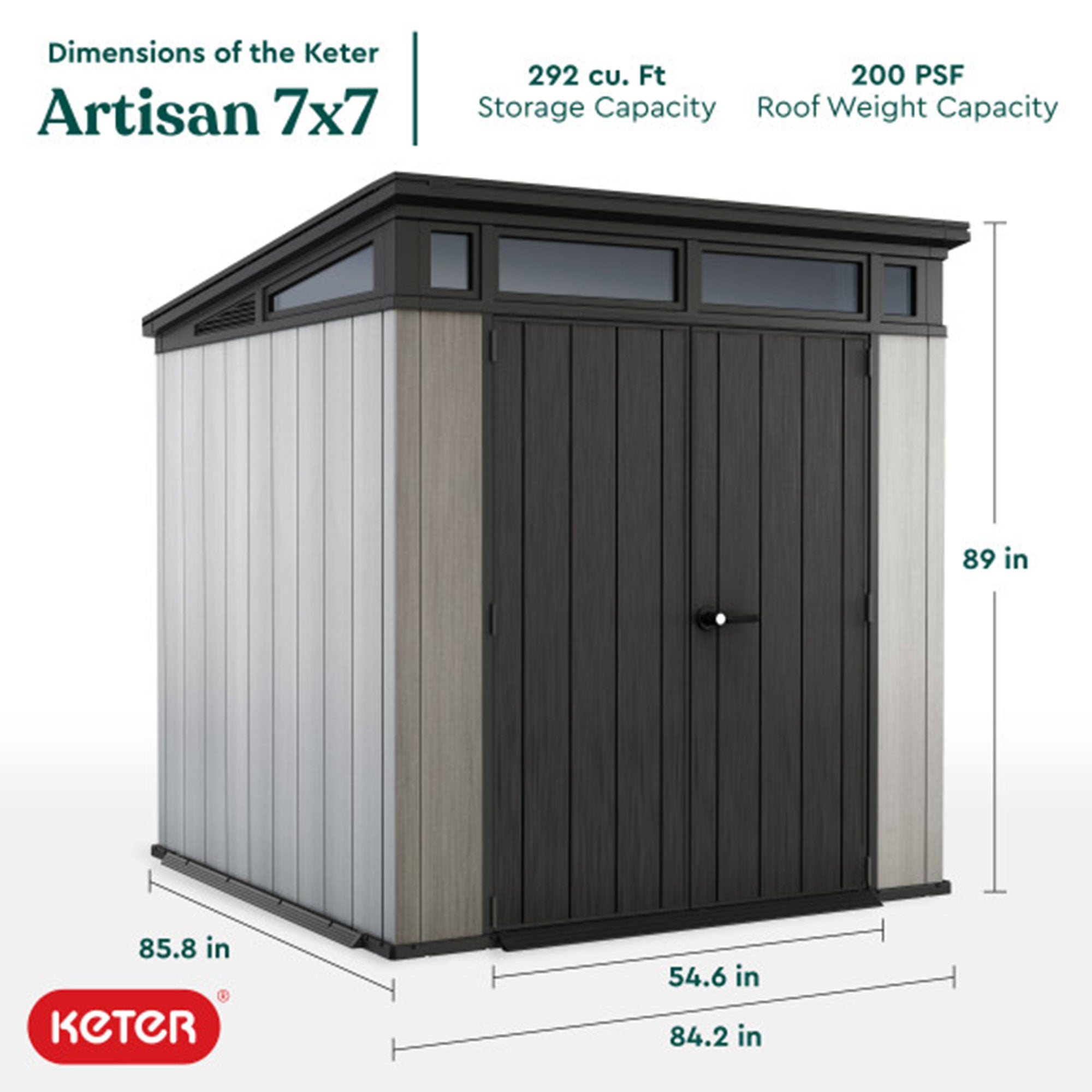 7 x 7 Foot Outdoor Shed for Garden Accessories and Tools, Gray (Open Box)