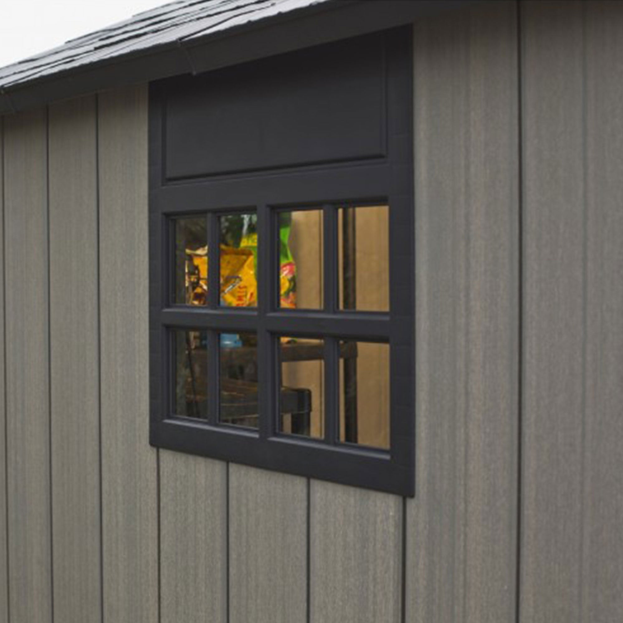 Keter Oakland 7 x 7.5 Foot Outdoor Garden Tool Storage Shed with Windows, Gray - VMInnovations