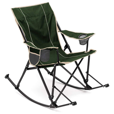 Sunnyfeel Outdoor Portable Folding Rocker Lounge Chair with Cup Holders, Green