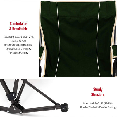 Sunnyfeel Outdoor Portable Folding Rocker Lounge Chair with Cup Holders, Green