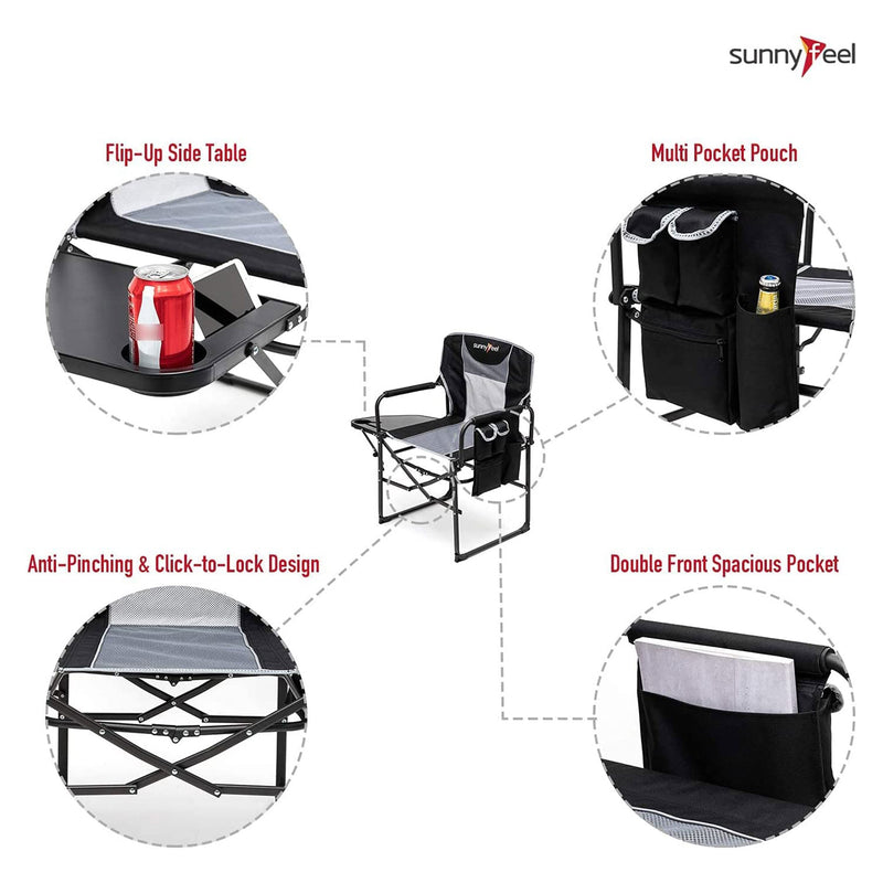 Portable Folding Directors Camping Chair with Side Table (Open Box)