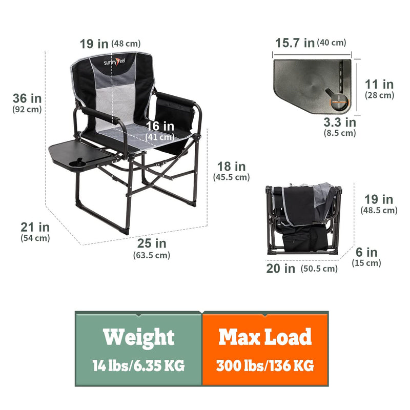 Portable Folding Directors Camping Chair with Side Table (Open Box)