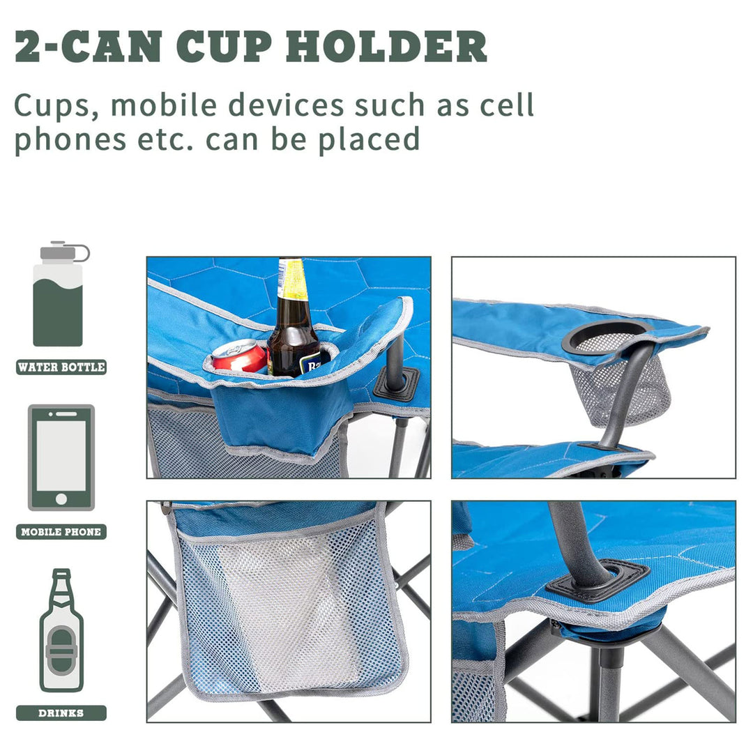 SunnyFeel Oversized Heavy Duty Folding & Padded Camping Chair, Blue (Open Box)