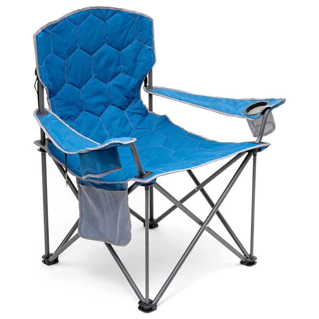SunnyFeel Oversized Heavy Duty Folding & Padded Camping Chair, Blue (Open Box)