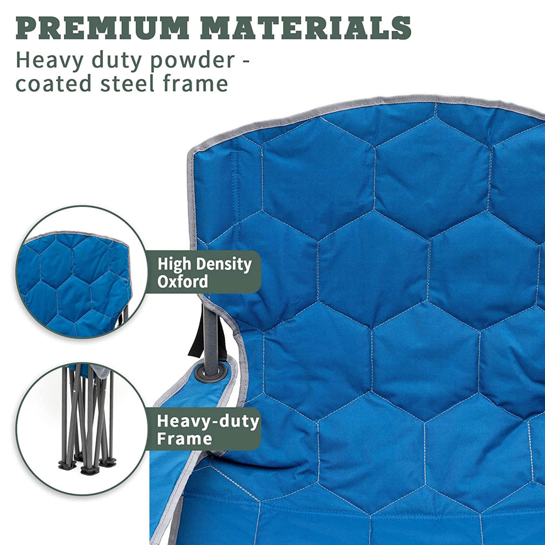 SunnyFeel Oversized Heavy Duty Folding & Padded Camping Chair, Blue (Open Box)