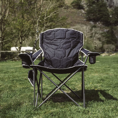 SunnyFeel Oversized Heavy Duty Folding & Padded Camping Chair, Blue (Open Box) - VMInnovations