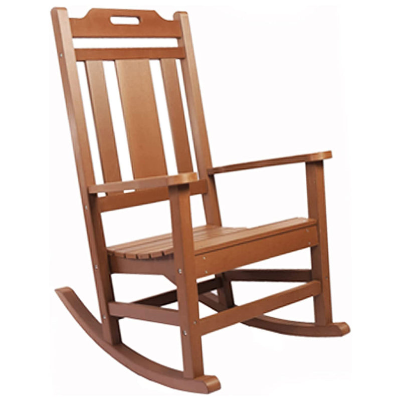 PolyTEAK Porch Rockers Collection Poly Lumber All Weather Rocking Chair, Brown