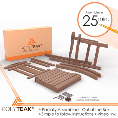 PolyTEAK Porch Rockers Collection Poly Lumber All Weather Rocking Chair, Brown - VMInnovations