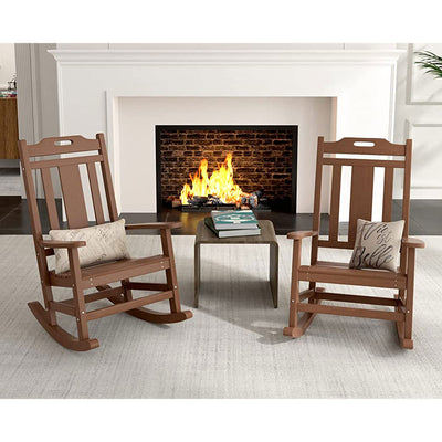 PolyTEAK Porch Rockers Collection Poly Lumber All Weather Rocking Chair, Brown - VMInnovations