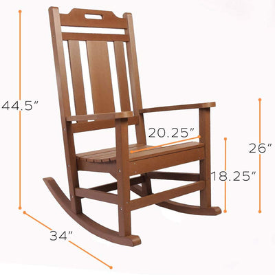 PolyTEAK Porch Rockers Collection Poly Lumber All Weather Rocking Chair, Brown - VMInnovations