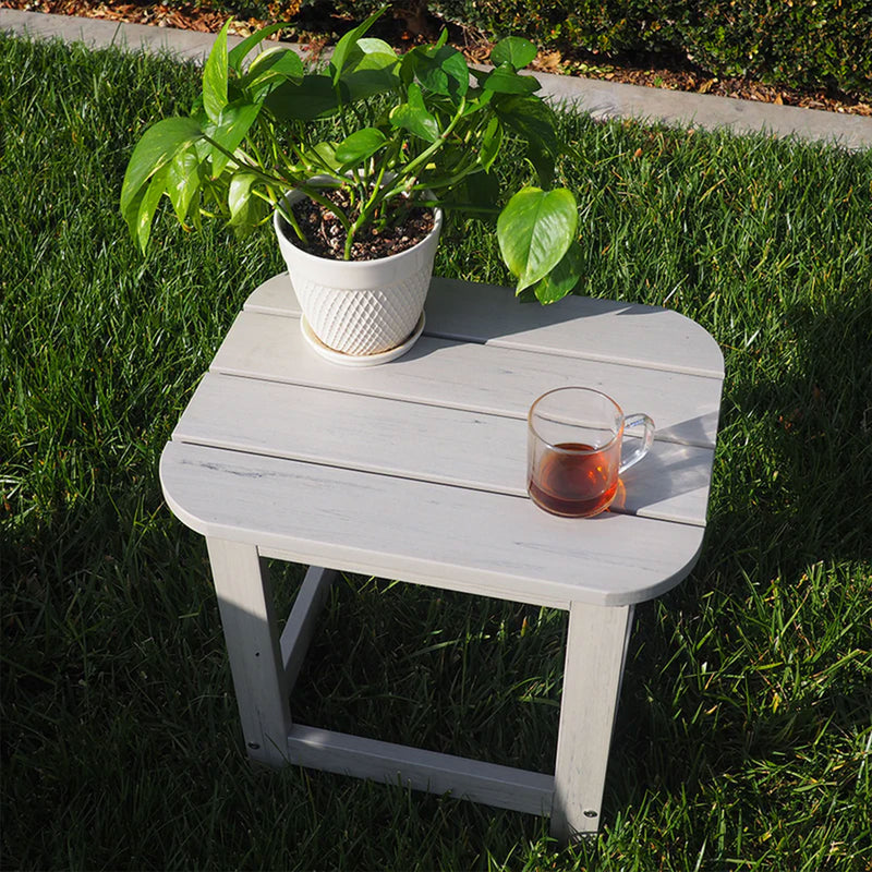 PolyTEAK Compact Collection Poly Lumber All Weather Patio Side Table, White