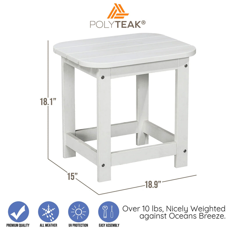 PolyTEAK Compact Collection Poly Lumber All Weather Patio Side Table, White