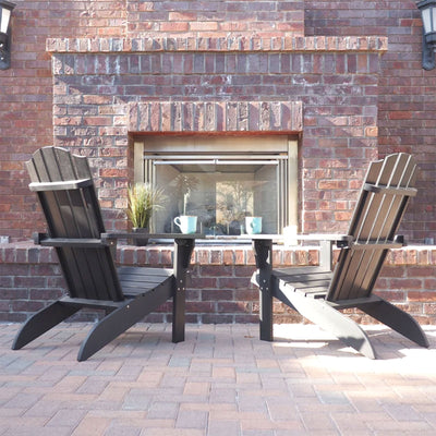 PolyTEAK Element Collection Poly Lumber Adirondack Chair, Black (Open Box)