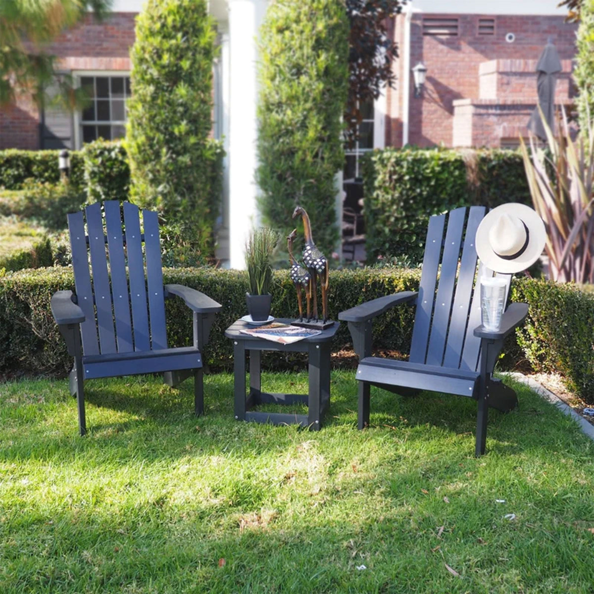 PolyTEAK Element Collection Poly Lumber Adirondack Chair, Black (Open Box)