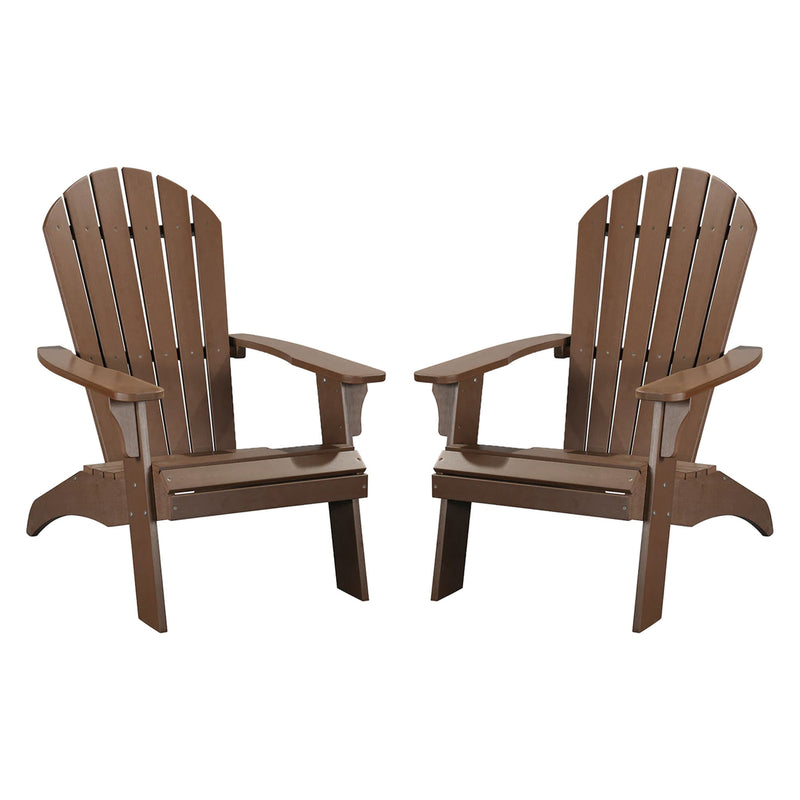 PolyTEAK King Size Adirondack Chair with Waterproof Material, Brown, Set of 2