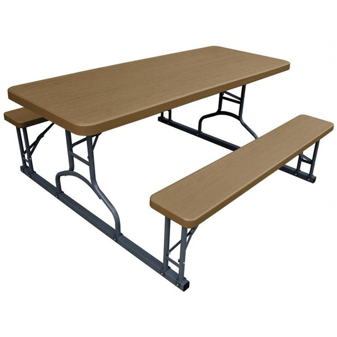 Plastic Development Group 6 Foot Picnic Table for Indoor and Outdoor Use, Brown