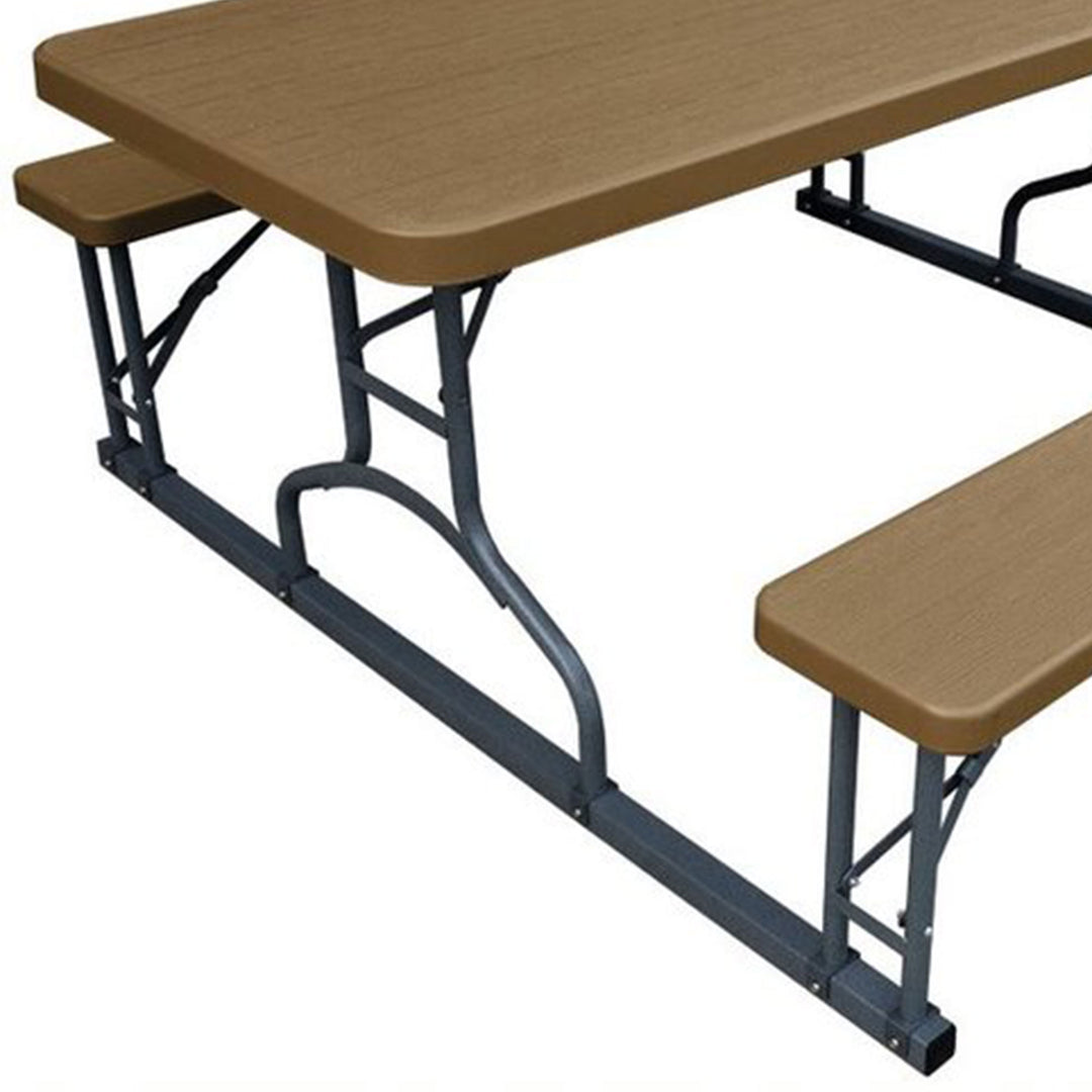 Plastic Development Group 6 Foot Picnic Table for Indoor and Outdoor Use, Brown