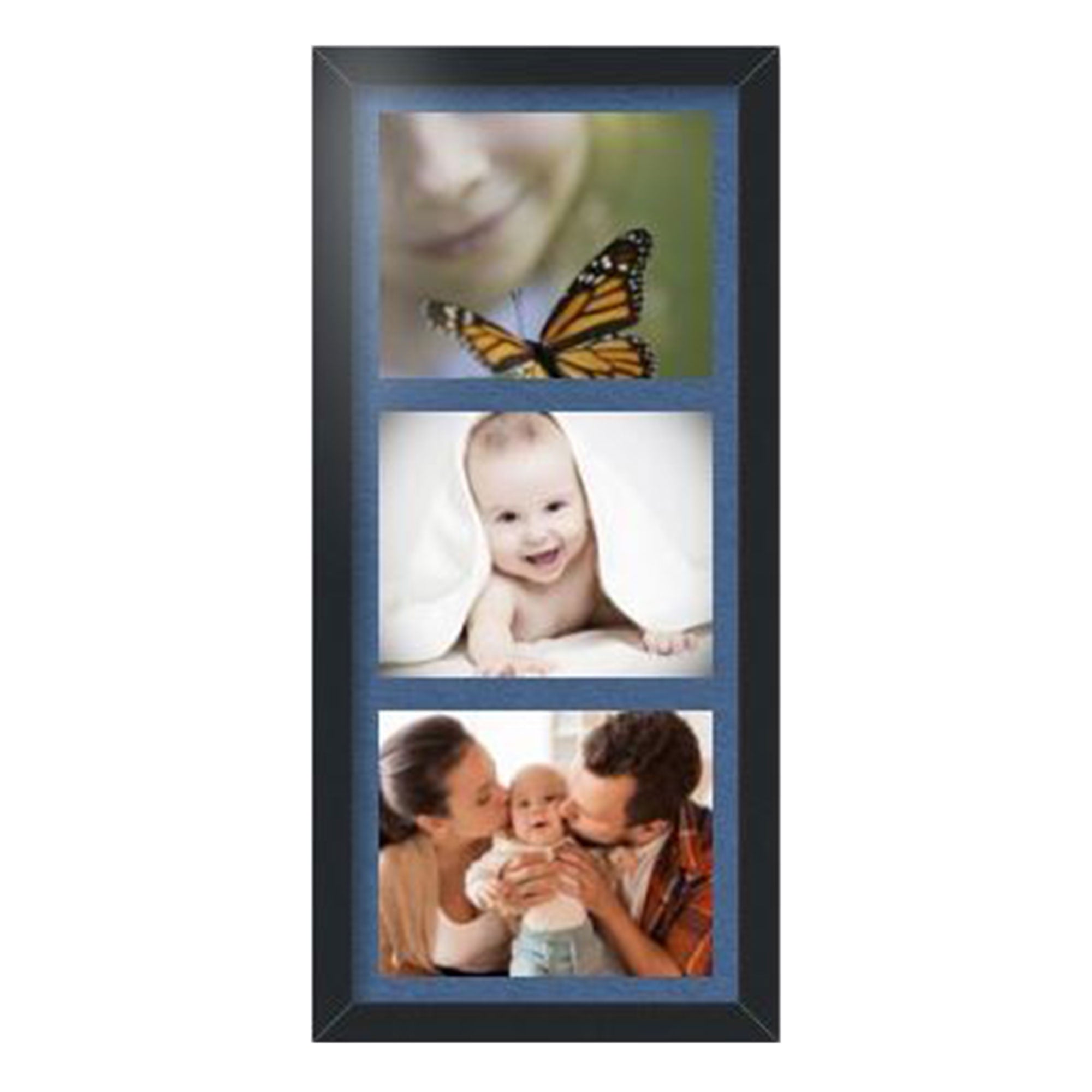 ArtToFrames 3-8 x 10 Inch Openings Solid Wood Wall Hanging Picture Frame, Black