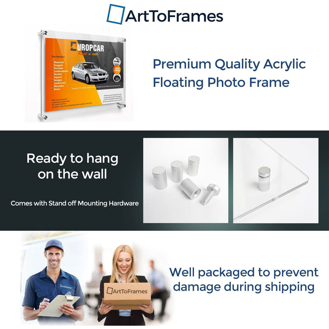 ArtToFrames Acrylic Picture Frame w/ Muted Chrome Wall Mount Hardware (Open Box)