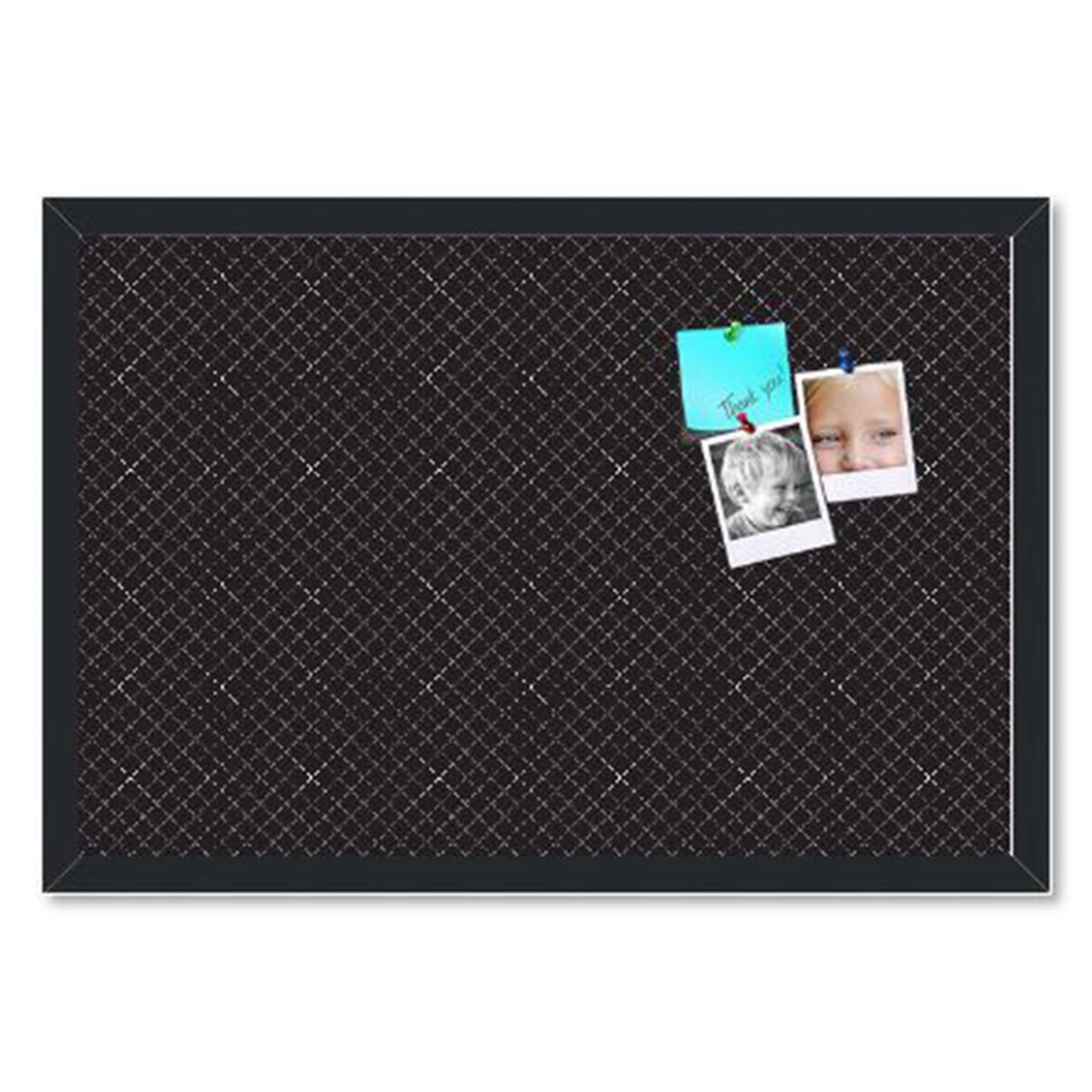 PinPix 30 x 20 Inch Decorative Bulletin Board, Diamond Pattern, Black (Open Box) - VMInnovations