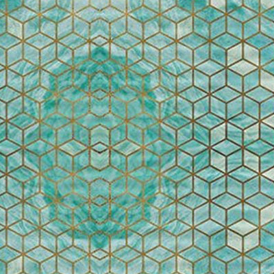 PinPix 36 x 24 Inch Decorative Canvas Bulletin Board, Marble Hex Pattern, Aqua