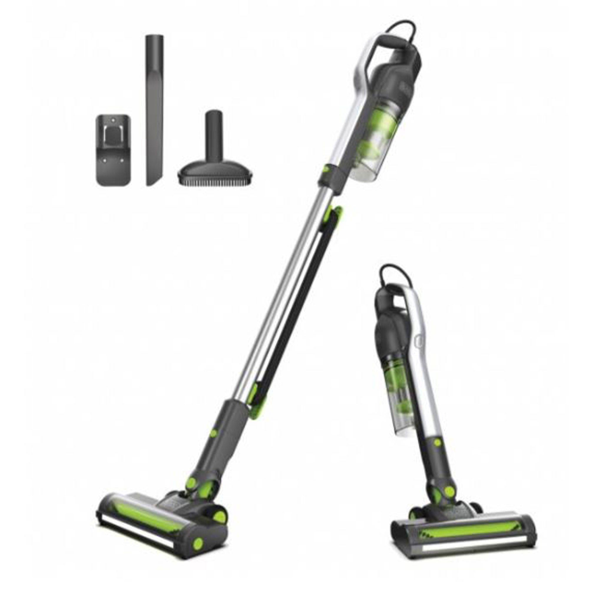 Black and Decker Compact Stick Vacuum Cleaner with HEPA Filter, Gray and Green