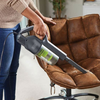Black and Decker Compact Stick Vacuum Cleaner with HEPA Filter, Gray and Green
