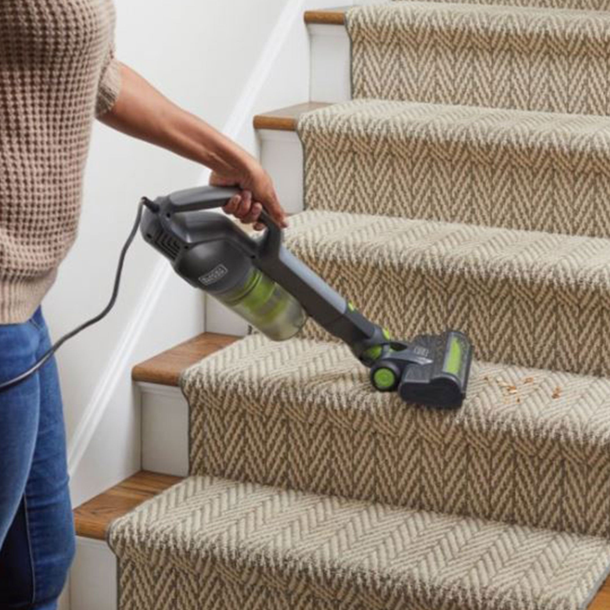 Black and Decker Compact Stick Vacuum Cleaner with HEPA Filter, Gray and Green