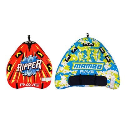 RAVE Sports Ripper 2 Rider Towable Tube Float + Mambo 3 Rider Towable Tube Float