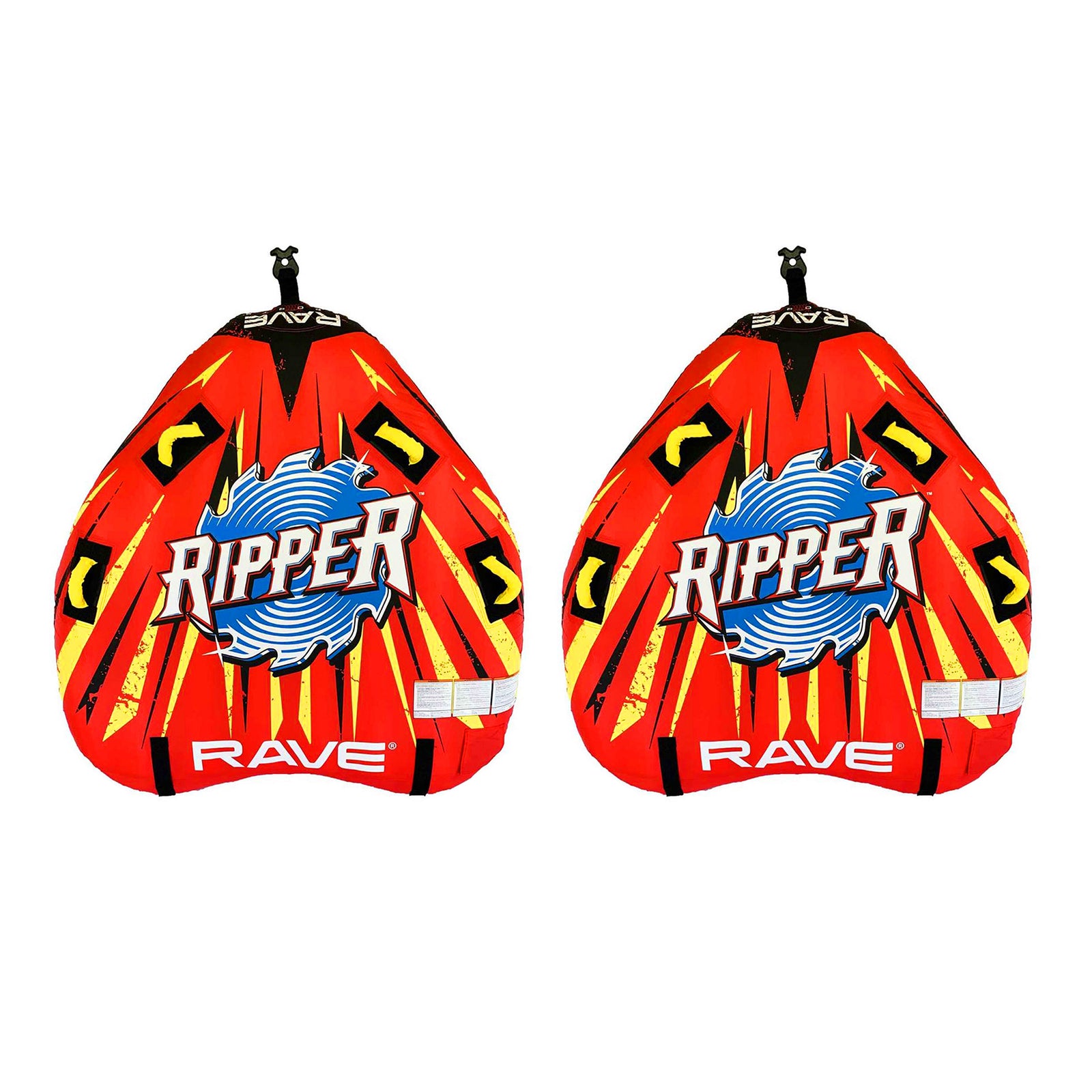 RAVE Sports Ripper 2 Rider Nylon Inflatable Towable Boat Floats, Red (2 Pack) - VMInnovations