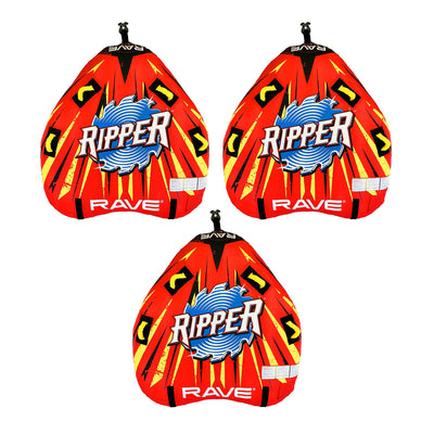 RAVE Sports Ripper 2 Rider Nylon Inflatable Towable Boat Floats, Red (3 Pack)