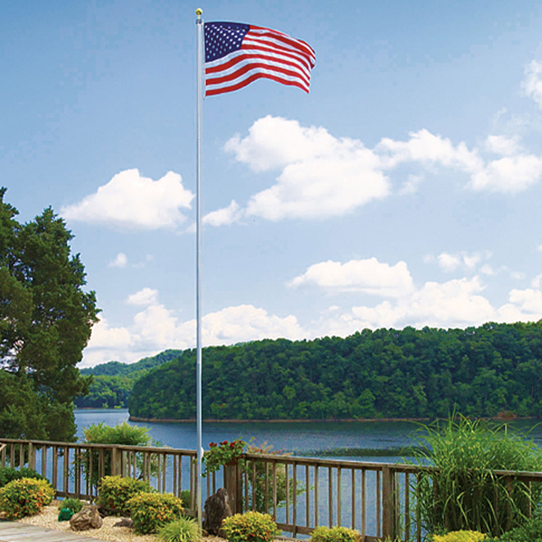 Concord American Flagpole Tapered Aluminum Traditional Pole Kit, Clear, 20 Feet - VMInnovations