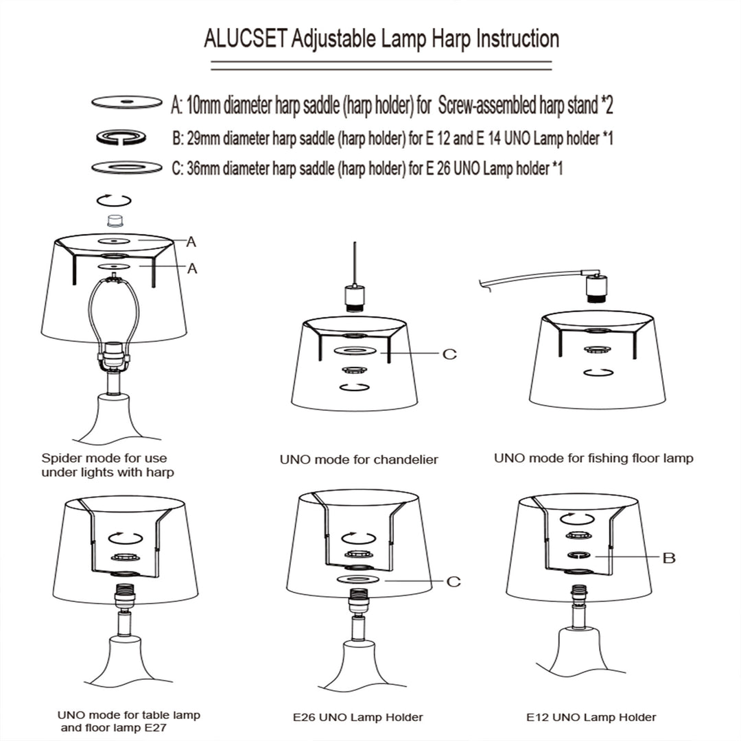 ALUCSET Fabric Drum Lampshades w/ Spider/UNO Dual Installation, (2) (Open Box) - VMInnovations