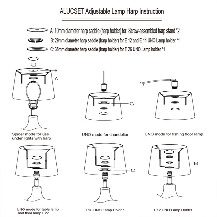 ALUCSET Fabric Drum Lampshades w/ Spider/UNO Dual Installation, (2) (Open Box) - VMInnovations
