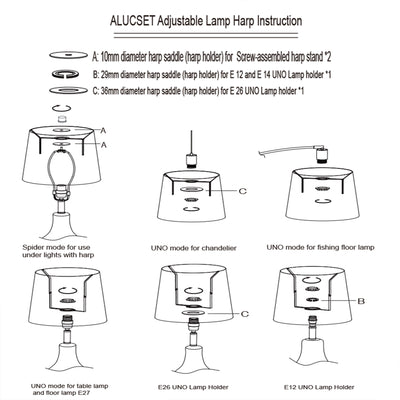 ALUCSET Fabric Drum Lampshades w/ Spider/UNO Dual Installation, (2) (Open Box)