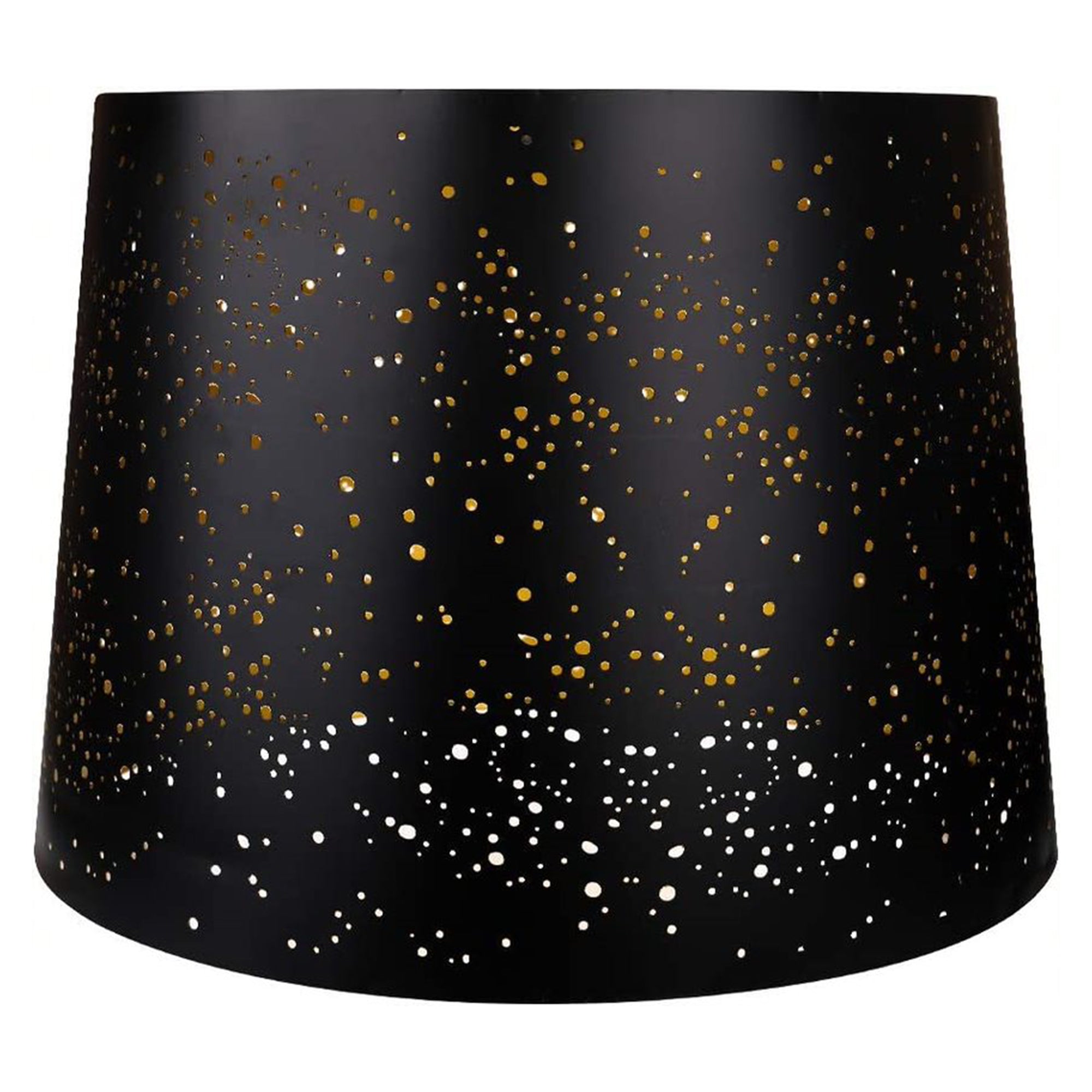 ALUCSET 12 x 14 x 10 Inch Starry Sky Etched Metal Drum Lamp Shade, Black & Gold