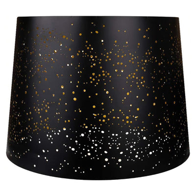 ALUCSET 12 x 14 x 10 Inch Starry Sky Etched Metal Drum Lamp Shade, Black & Gold