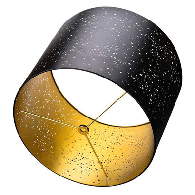 ALUCSET 12 x 14 x 10 Inch Starry Sky Etched Metal Drum Lamp Shade, Black & Gold