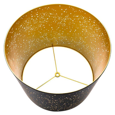ALUCSET 12 x 14 x 10 Inch Starry Sky Etched Metal Drum Lamp Shade, Black & Gold