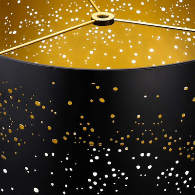 ALUCSET 12 x 14 x 10 Inch Starry Sky Etched Metal Drum Lamp Shade, Black & Gold
