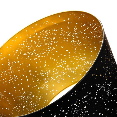 ALUCSET 12 x 14 x 10 Inch Starry Sky Etched Metal Drum Lamp Shade, Black & Gold
