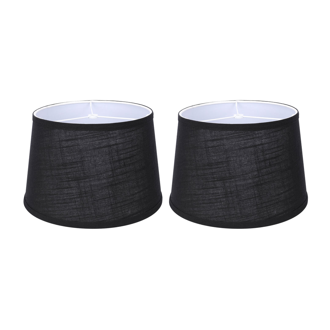 ALUCSET 10 x 12 x 8 Inch Linen 2 Tone Drum Lamp Shade, Black & White (Open Box)